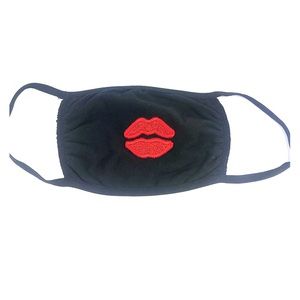 Washable Cotton Black Red Kiss Lips Face Mask